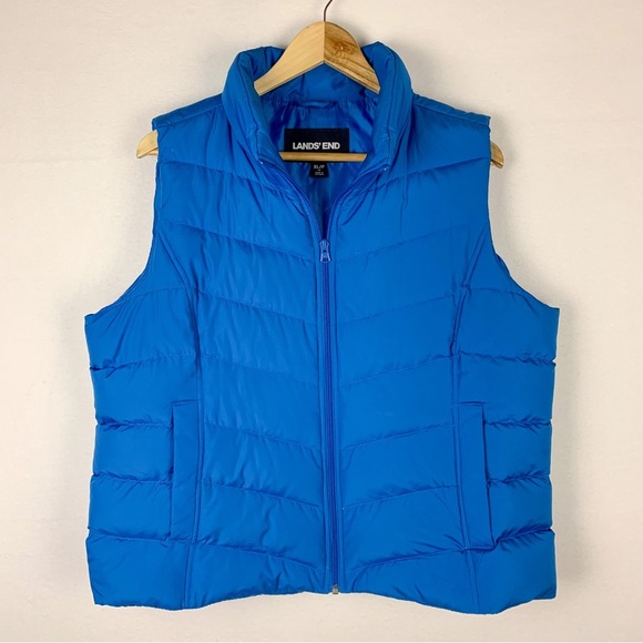 Lands End Blue Down Packable Puffer Vest - Picture 1 of 7